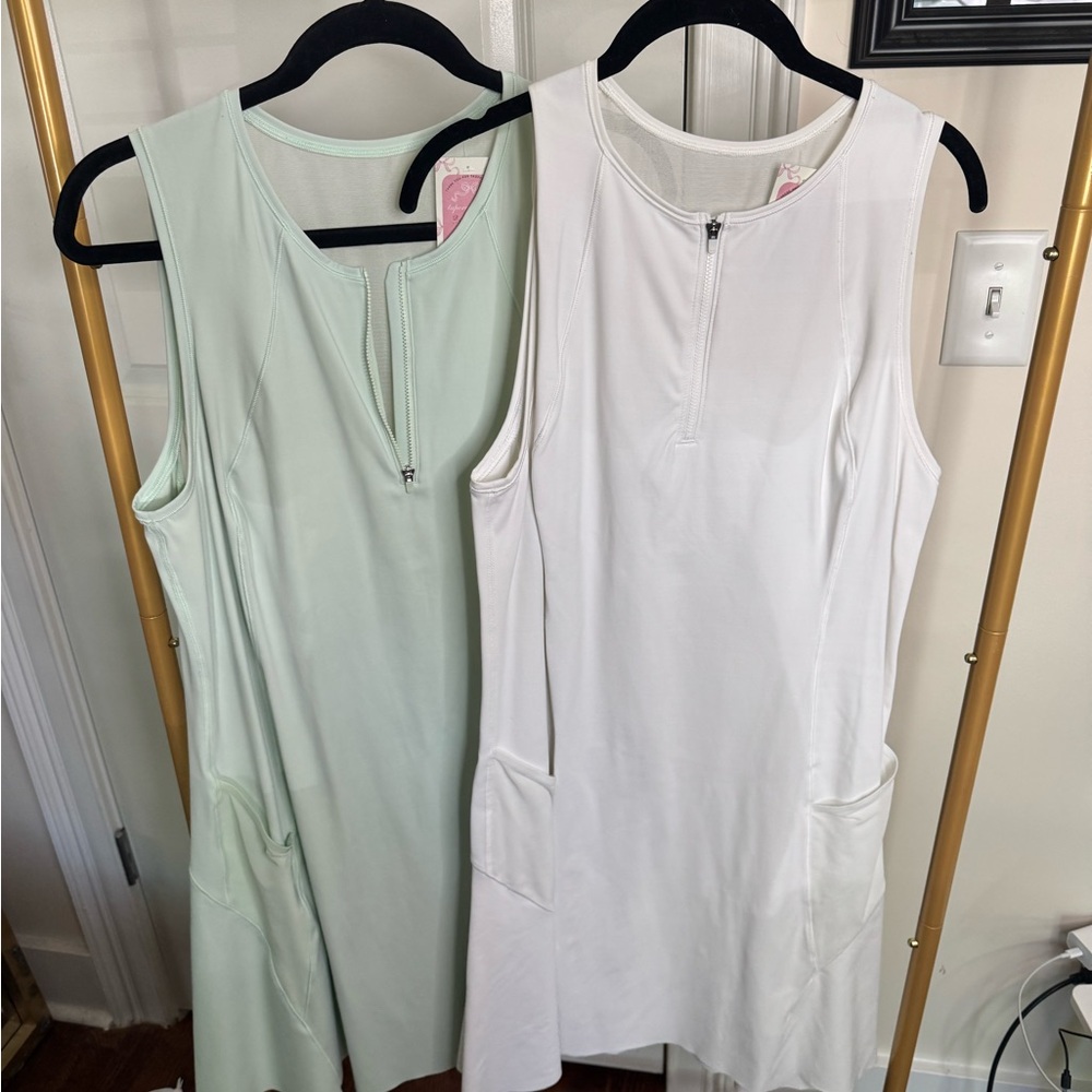 Athleta White/Mint Tennis Dress Bundle